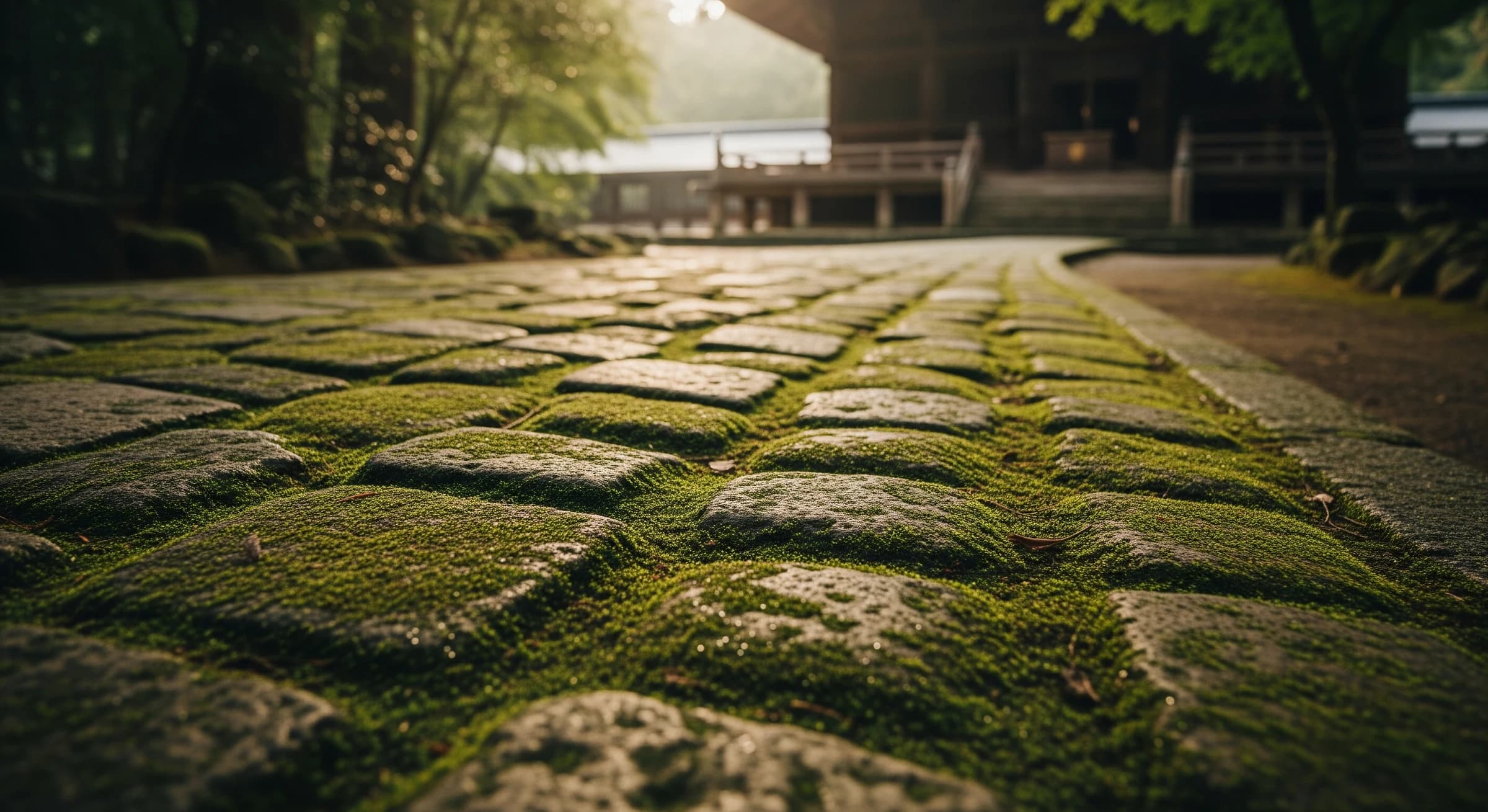 寺の敷石の道
